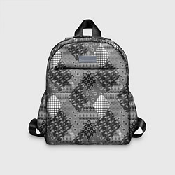 Детский рюкзак Black and White Ethnic Patchwork Pattern, цвет: 3D-принт