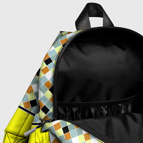 Детский рюкзак Желтый неоновый комбинированный узор / 3D-принт – фото 4