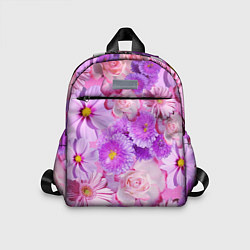Детский рюкзак Фиолетовые и розовые цветы, цвет: 3D-принт