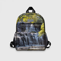 Детский рюкзак Водопад, солнечные лучи и лес, цвет: 3D-принт