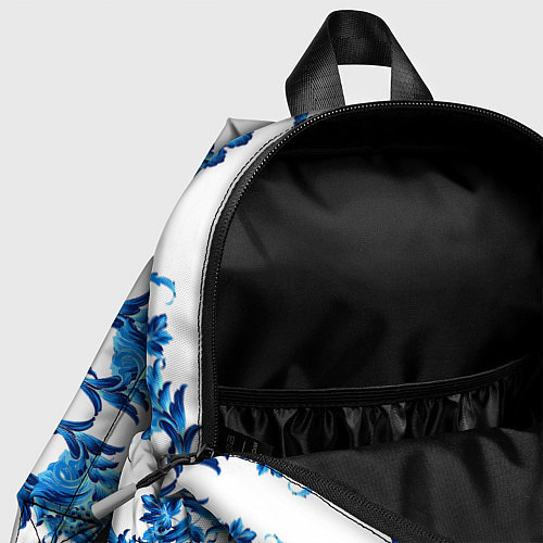 Детский рюкзак Гжель синий цветок / 3D-принт – фото 4