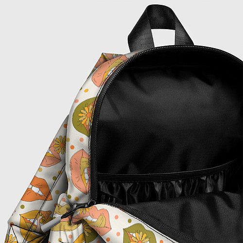 Детский рюкзак Губы и цветы поп арт хиппи / 3D-принт – фото 4