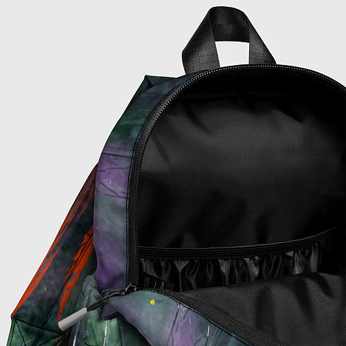 Детский рюкзак Абстрактный зелёный туман и красная краска / 3D-принт – фото 4