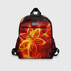Детский рюкзак Цветок из огня на чёрном фоне