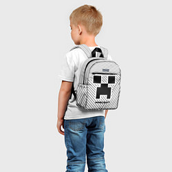 Детский рюкзак Символ Minecraft на светлом фоне с полосами, цвет: 3D-принт — фото 2