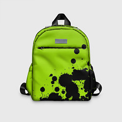 Детский рюкзак Чёрные кляксы на зелёном фоне, цвет: 3D-принт