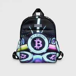 Детский рюкзак Неоновый светящийся биткоин, цвет: 3D-принт