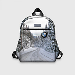 Детский рюкзак BMW - зимняя дорога через лес, цвет: 3D-принт