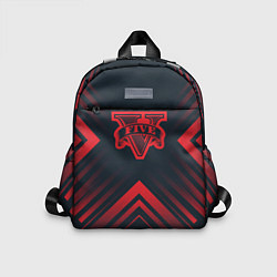 Детский рюкзак Красный символ GTA на темном фоне со стрелками, цвет: 3D-принт