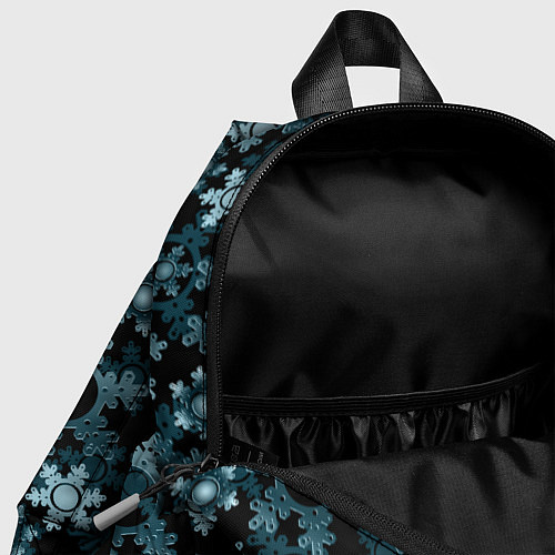 Детский рюкзак Новогодний рождественский темно синий узор со снеж / 3D-принт – фото 4