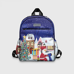 Детский рюкзак Дед Мороз едет на скутере с подарками в Новогоднюю, цвет: 3D-принт