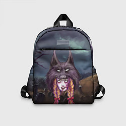 Детский рюкзак Скальпель волка на девушке, цвет: 3D-принт