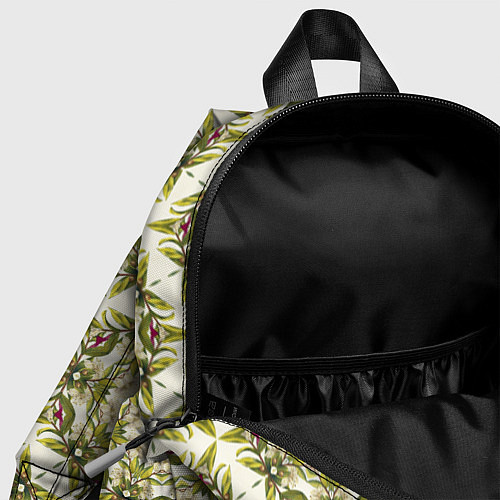 Детский рюкзак Цветы абстрактные зелёные / 3D-принт – фото 4