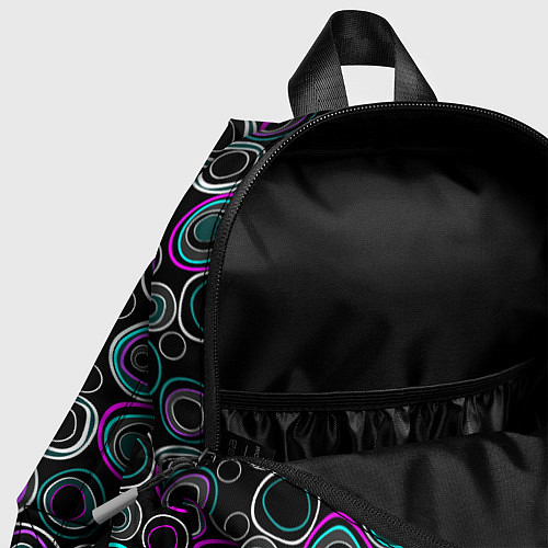 Детский рюкзак Узор ретро круги и кольца на черном фоне / 3D-принт – фото 4