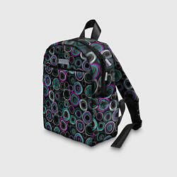 Детский рюкзак Узор ретро круги и кольца на черном фоне, цвет: 3D-принт — фото 2