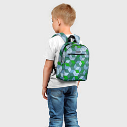 Детский рюкзак Зелёные и серые абстрактные кубы с оптической иллю, цвет: 3D-принт — фото 2