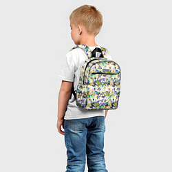Детский рюкзак Цветочный узор на фоне в горошек, цвет: 3D-принт — фото 2