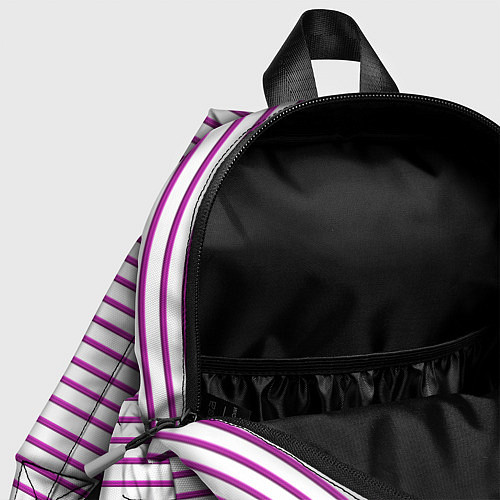 Детский рюкзак Полосатый паттерн бело-розового цвета / 3D-принт – фото 4