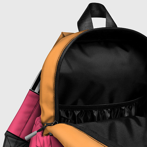 Детский рюкзак Полосатый узор желтые розовые черные полосы / 3D-принт – фото 4