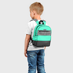 Детский рюкзак Полосатый зеленый с черным и белым узор, цвет: 3D-принт — фото 2