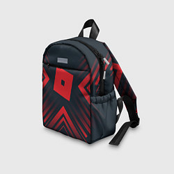 Детский рюкзак Красный символ Roblox на темном фоне со стрелками, цвет: 3D-принт — фото 2