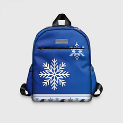 Детский рюкзак Снеговики в снежинках синие, цвет: 3D-принт