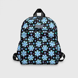 Детский рюкзак Яркие зимние снежинки с цветными звездами, цвет: 3D-принт