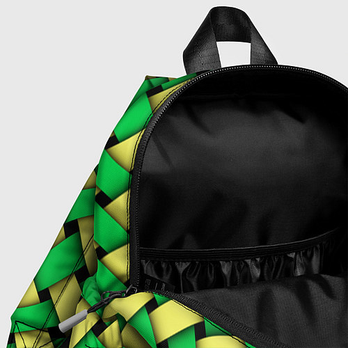 Детский рюкзак Жёлто-зелёная плетёнка - оптическая иллюзия / 3D-принт – фото 4