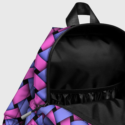 Детский рюкзак Фиолетово-сиреневая плетёнка - оптическая иллюзия / 3D-принт – фото 4