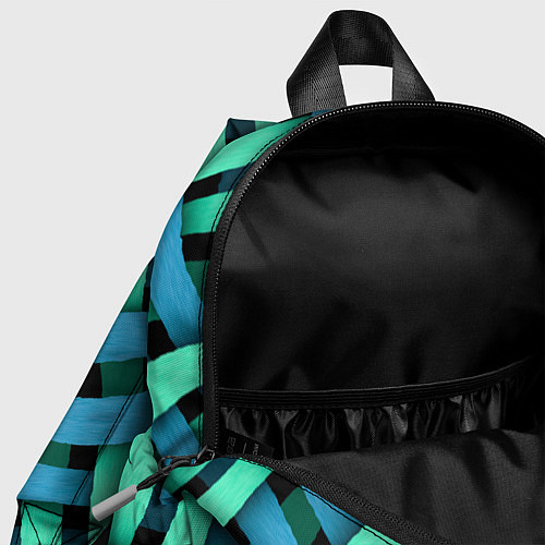 Детский рюкзак Сине-зелёная плетёнка - оптическая иллюзия / 3D-принт – фото 4