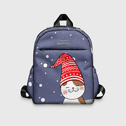 Детский рюкзак Котик в шапке, цвет: 3D-принт