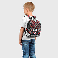 Детский рюкзак Геометрический узор с серыми черными и красными по, цвет: 3D-принт — фото 2