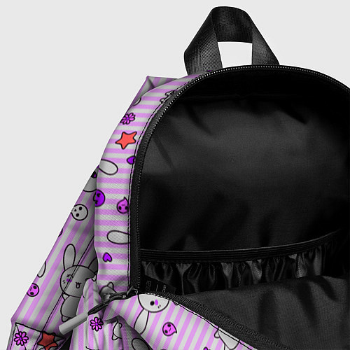 Детский рюкзак Кролики - текстура на розовом фоне / 3D-принт – фото 4