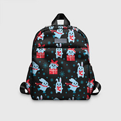 Детский рюкзак Новогодние голубые кролики, цвет: 3D-принт