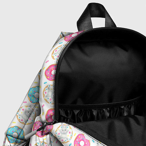 Детский рюкзак Разноцветные пончики с серым зайцем / 3D-принт – фото 4