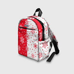 Детский рюкзак Рождественские снежинки на красно-белом фоне, цвет: 3D-принт — фото 2