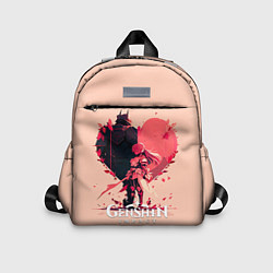 Детский рюкзак Геншин Импакт, героиня на фоне сердца, цвет: 3D-принт