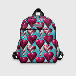 Детский рюкзак Паттерн красные абстрактные сердца, цвет: 3D-принт
