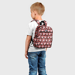 Детский рюкзак Маски лисиц кицунэ и камелия на черном, цвет: 3D-принт — фото 2