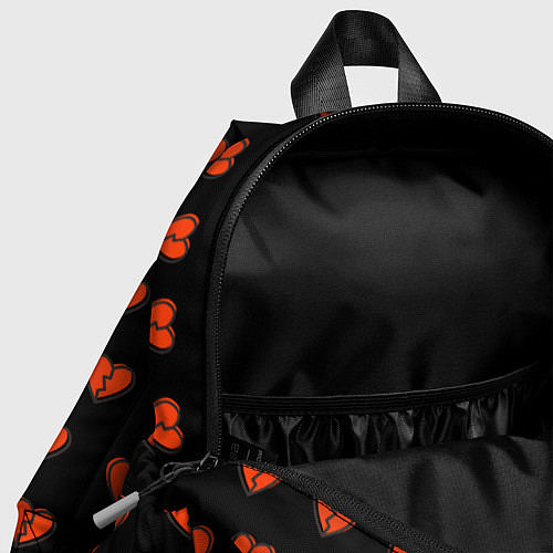 Детский рюкзак Разбитые сердца на черном фоне / 3D-принт – фото 4