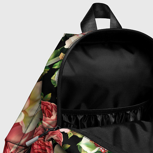 Детский рюкзак Цветы на черном фоне / 3D-принт – фото 4