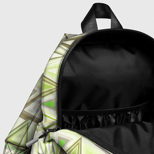 Детский рюкзак Геометрический светло-зелёный паттерн из треугольн / 3D-принт – фото 4
