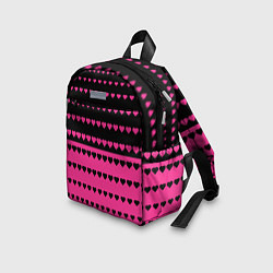 Детский рюкзак Черные и розовые сердца узор, цвет: 3D-принт — фото 2