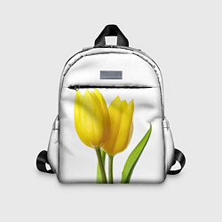 Детский рюкзак Желтые тюльпаны на белом, цвет: 3D-принт