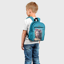 Детский рюкзак Цветочный портрет женщины с голубыми глазами, цвет: 3D-принт — фото 2