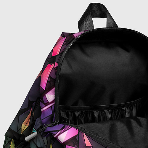 Детский рюкзак Неоновые абстрактные каменные плиты / 3D-принт – фото 4