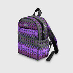Детский рюкзак Серо-фиолетовый этнический геометрический узор, цвет: 3D-принт — фото 2