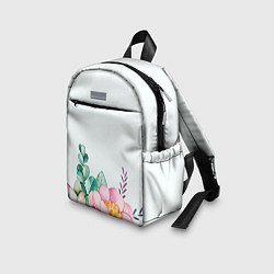 Детский рюкзак Цветы нарисованные акварелью - снизу, цвет: 3D-принт — фото 2