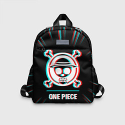 Детский рюкзак Символ One Piece в стиле glitch на темном фоне