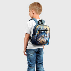 Детский рюкзак Волк на синем фоне, цвет: 3D-принт — фото 2
